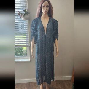 TORRID green floral sheer maxi dress beach cover boho